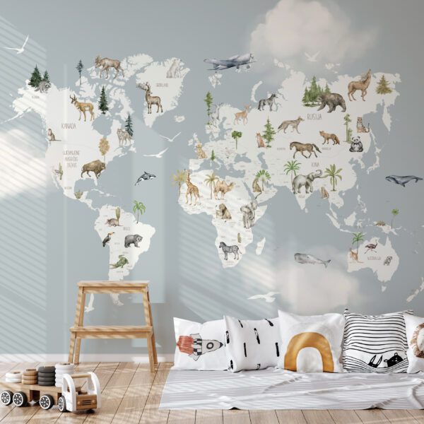White cozy children room interior background, wall mockup, 3D render