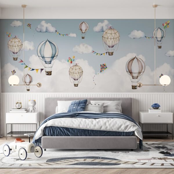 Interior Kids Bedroom Wallpaper Mockup - 3d Rendering, 3d Illustration