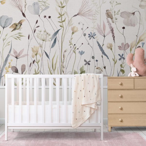 White crib in a minimal nursery room